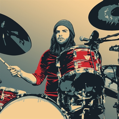 Propaganda Pop Art of A Drummer Playing Drums,by myDaVinci - myDaVinci